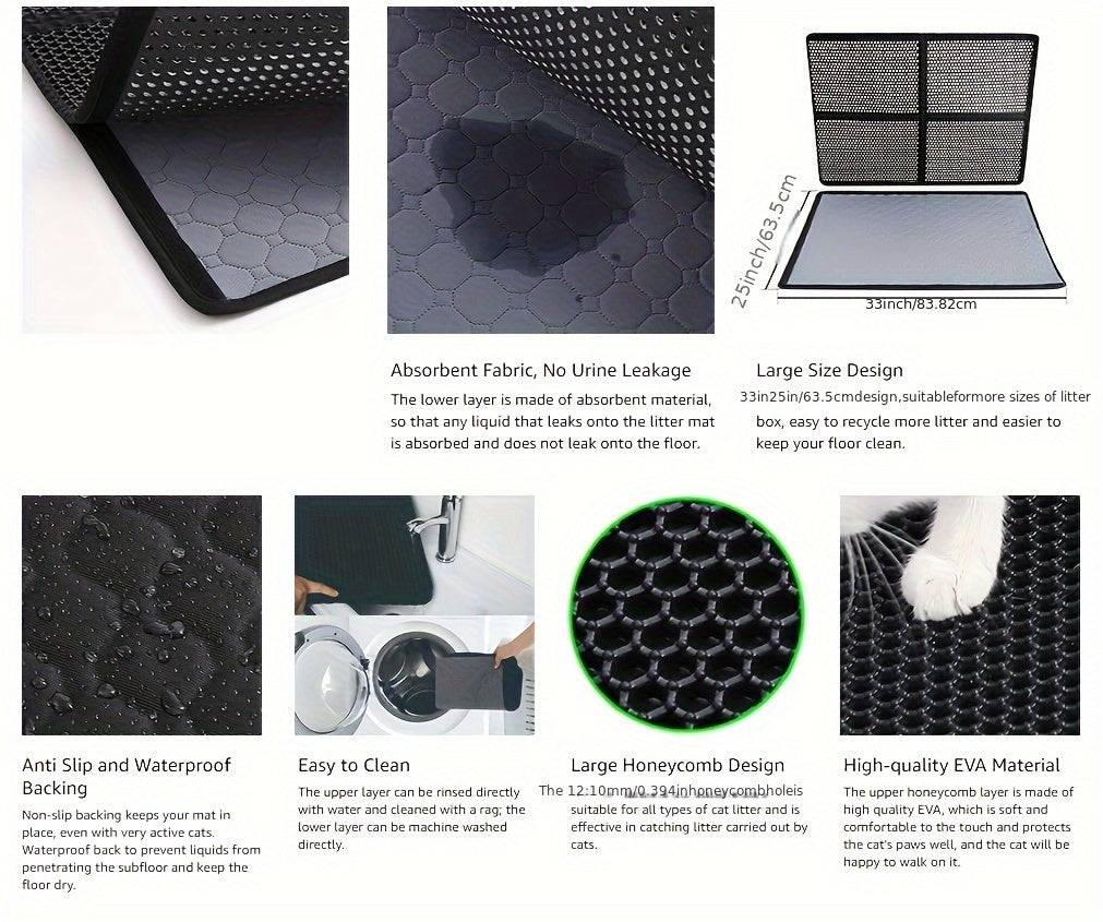 Double Layer Cat Litter Mat – Waterproof & Urine Proof
